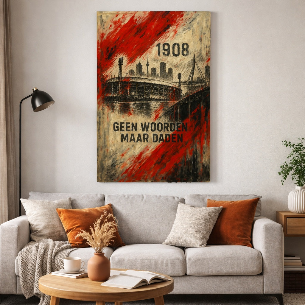 Canvas Schilderij Feyenoord 1908 voor de Échte Supporter