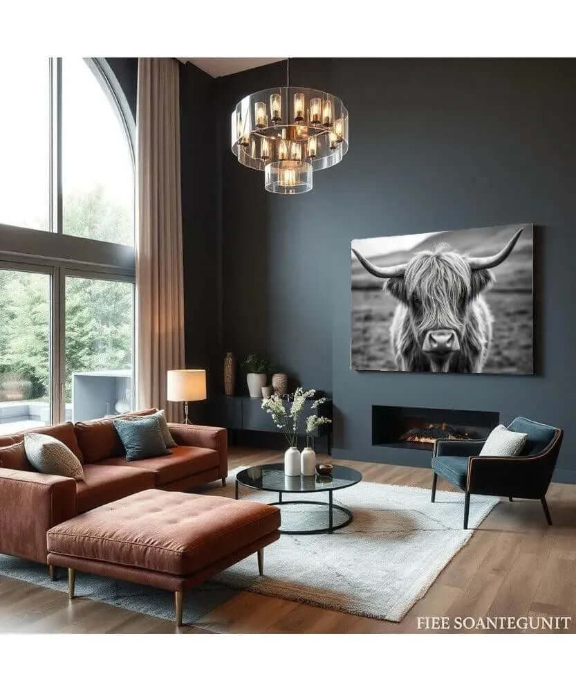 Scottish Highland Cow - Online Schilderij - Glas Schilderij