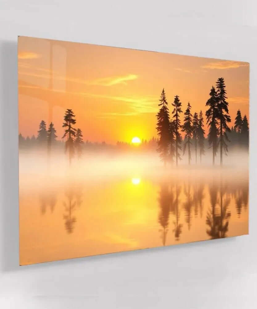 Golden Mist Sunrise - Online Schilderij - Glas Schilderij