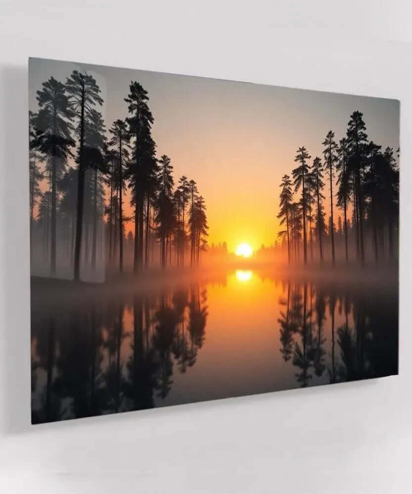 Lake of Fire Sunset - Online Schilderij - Glas Schilderij
