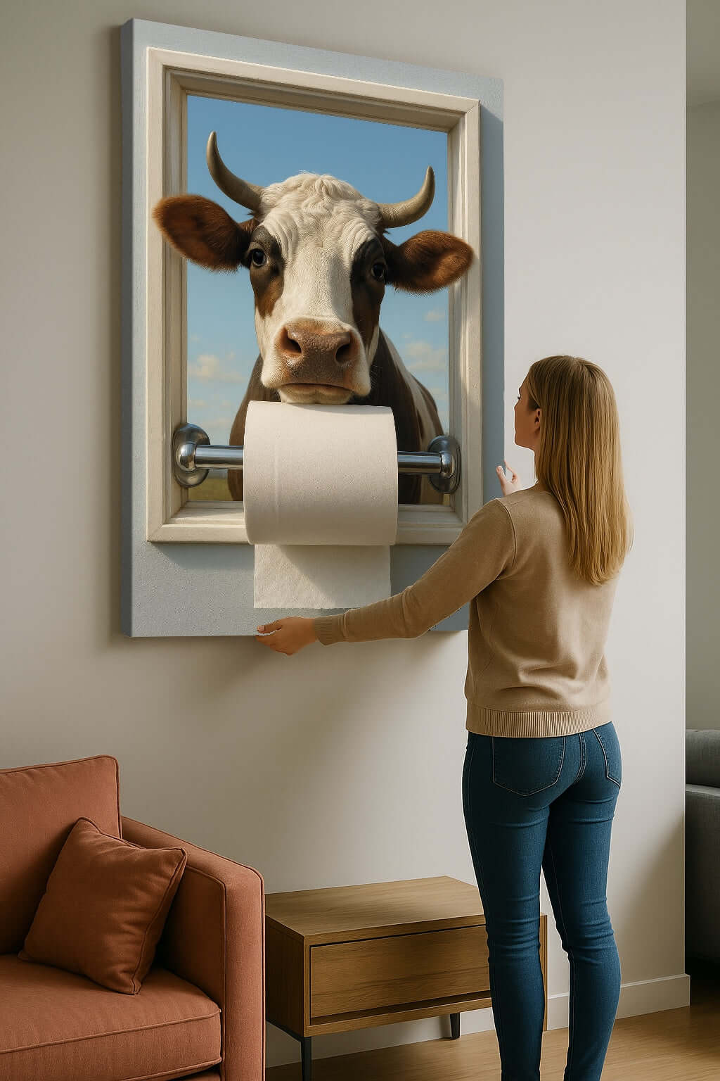 Moo-derne Toiletkunst canvas schilderij