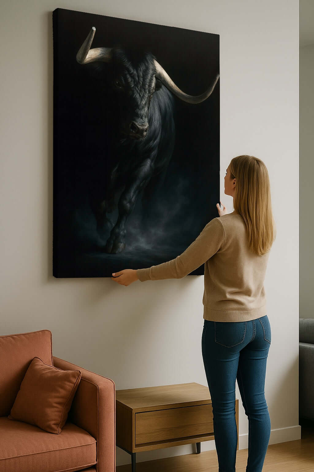 Canvas schilderij Ongetemde Energie in modern interieur aan de muur