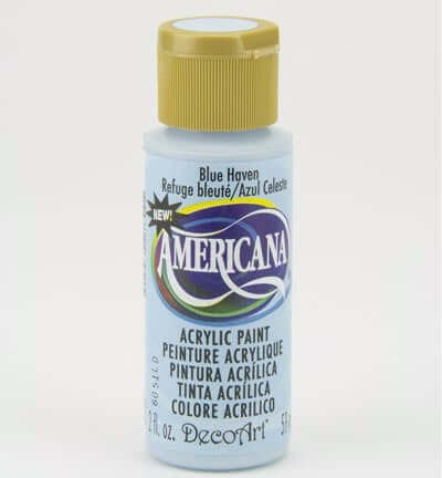 Blue Haven Americana acrylic paint bottle from Americana DecoArt, ideal for art and home decor projects.