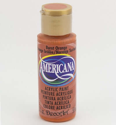 Burnt Orange Americana acrylic paint bottle from Americana DecoArt, ideal for art and home decor projects.