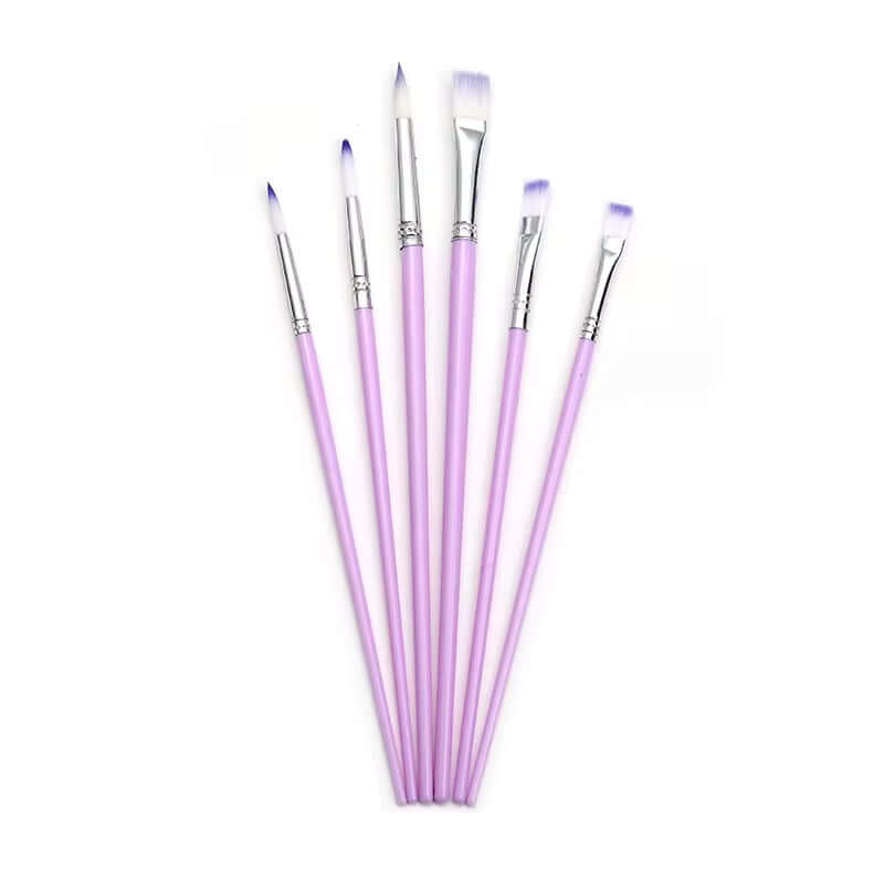 Penselen Set - 6-delige Artist Brush Set met zachte roze handvatten en duurzame haren