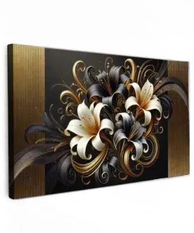 Golden Lily Elegance - Online Schilderij - Canvas Schilderij
