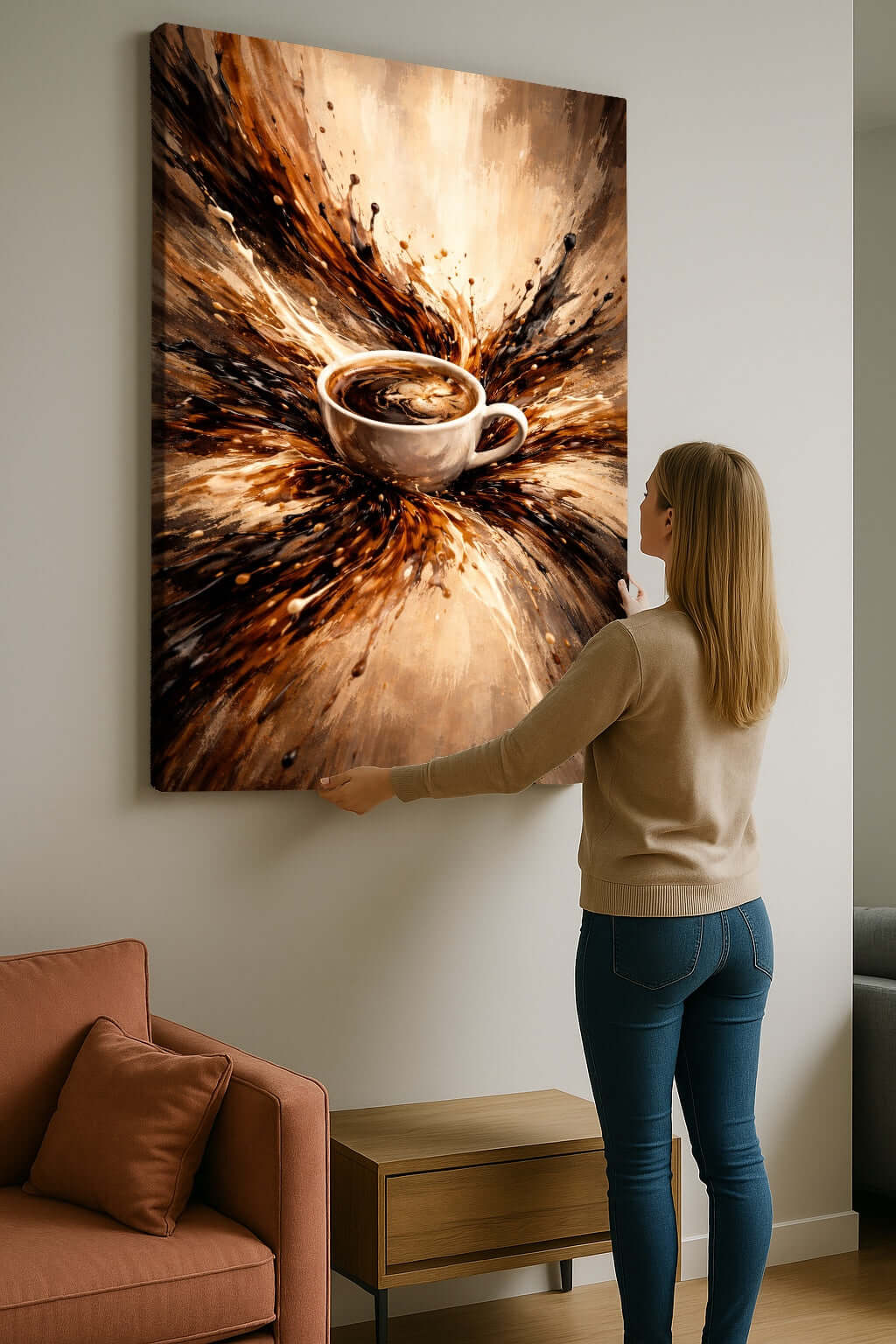 Canvas Schilderij Koffie Abstract ophangen
