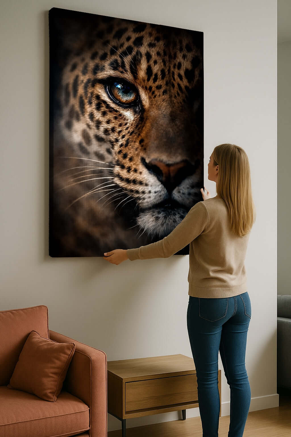 Canvas Schilderij Luipaard Close Up Wanddecoratie ophangen