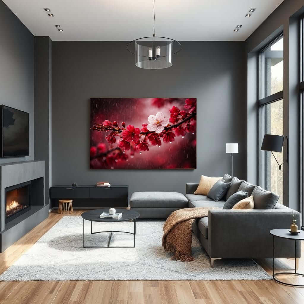 Canvas Schilderij Regenbloesem Kunst woonkamer