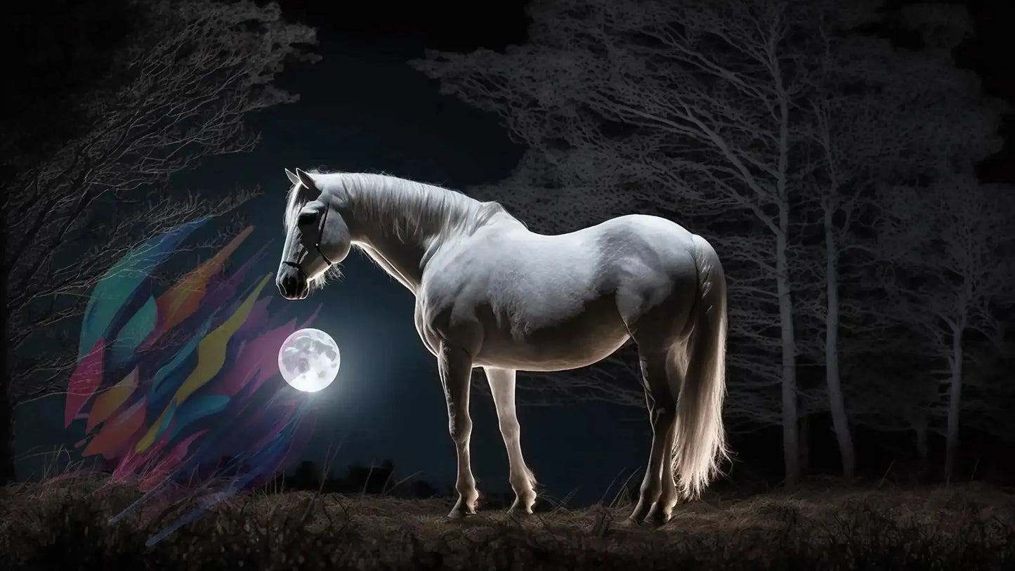 Silver Moon Stallion - Online Schilderij - Canvas Schilderij