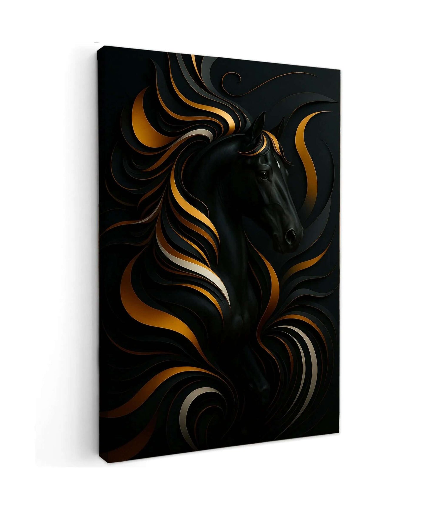 Black & Gold Horse - Online Schilderij - Canvas Schilderij