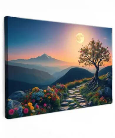 Blossom Tree Stone Path - Online Schilderij - Canvas Schilderij