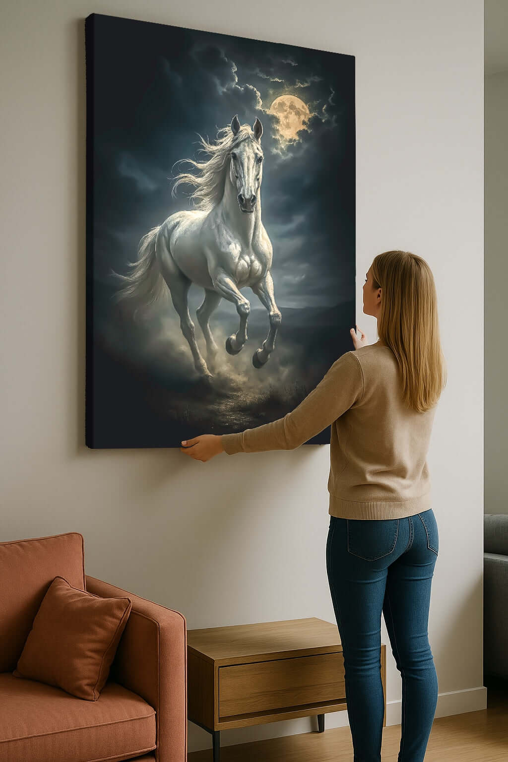 Canvas schilderij paard droom van de nacht