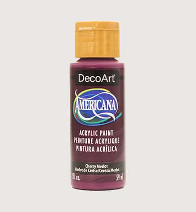 Cherry Merlot Americana acrylic paint bottle from Americana DecoArt, ideal for art and home decor projects.