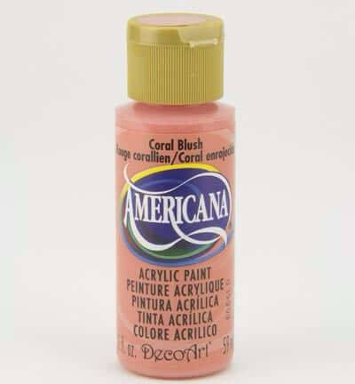 Coral Blush Americana acrylic paint bottle from Americana DecoArt, ideal for art and home decor projects.