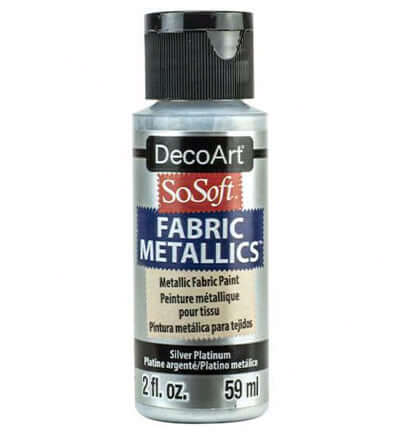 DecoArt SoSoft Fabric Metallics Silver Platinum zilveren textielverf 59 ml DSM02-30