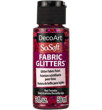 DecoArt SoSoft Glitters Red Twinkle rode textielverf 59 ml DSSFG07-30