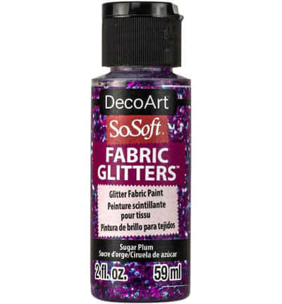 DecoArt SoSoft Glitters Sugar Plum pruimpaarse glittertextielverf 59 ml DSSFG16-30