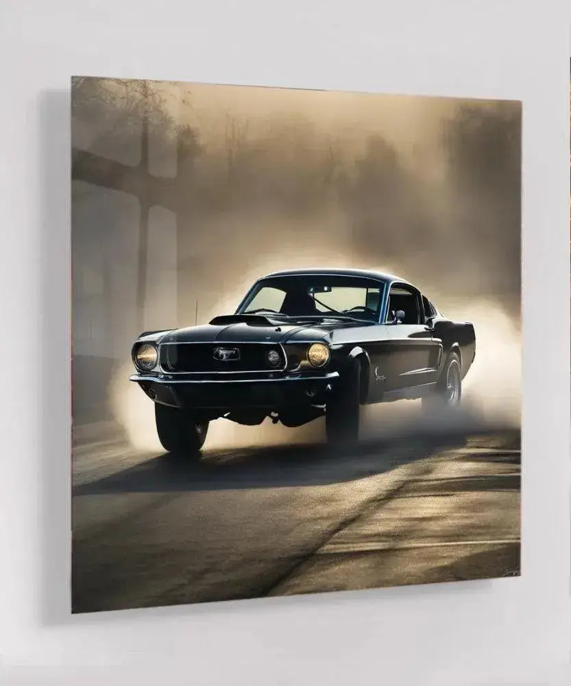 Midnight Mustang - Online Schilderij - Glas Schilderij