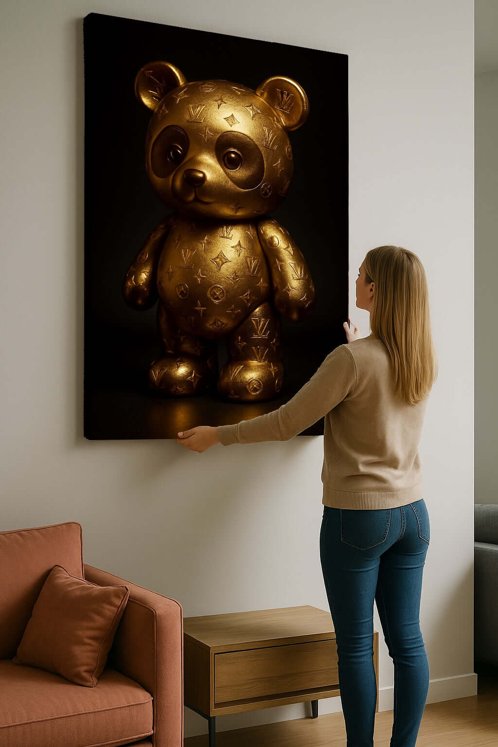 Golden Luxe Panda canvas schilderij