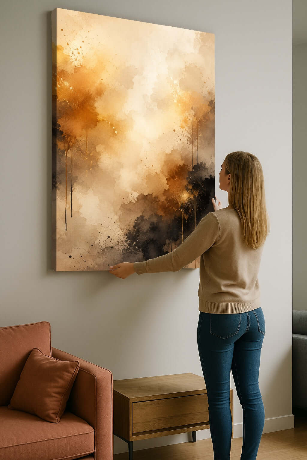 Golden Mist Abstract Canvas