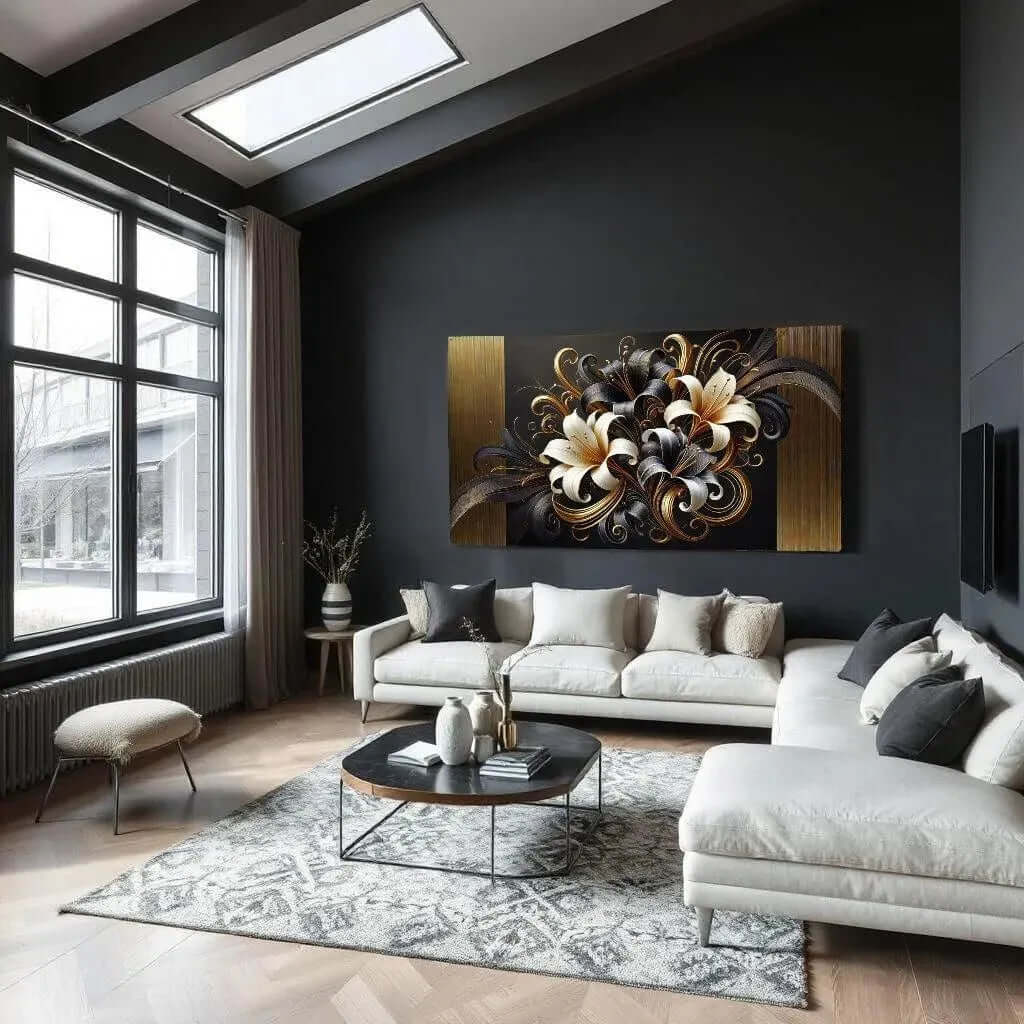 Golden Lily Elegance - Online Schilderij - Canvas Schilderij