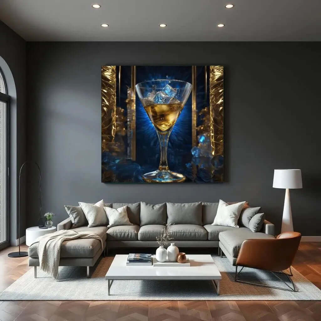 Blue Ice Martini - Online Schilderij - Canvas Schilderij