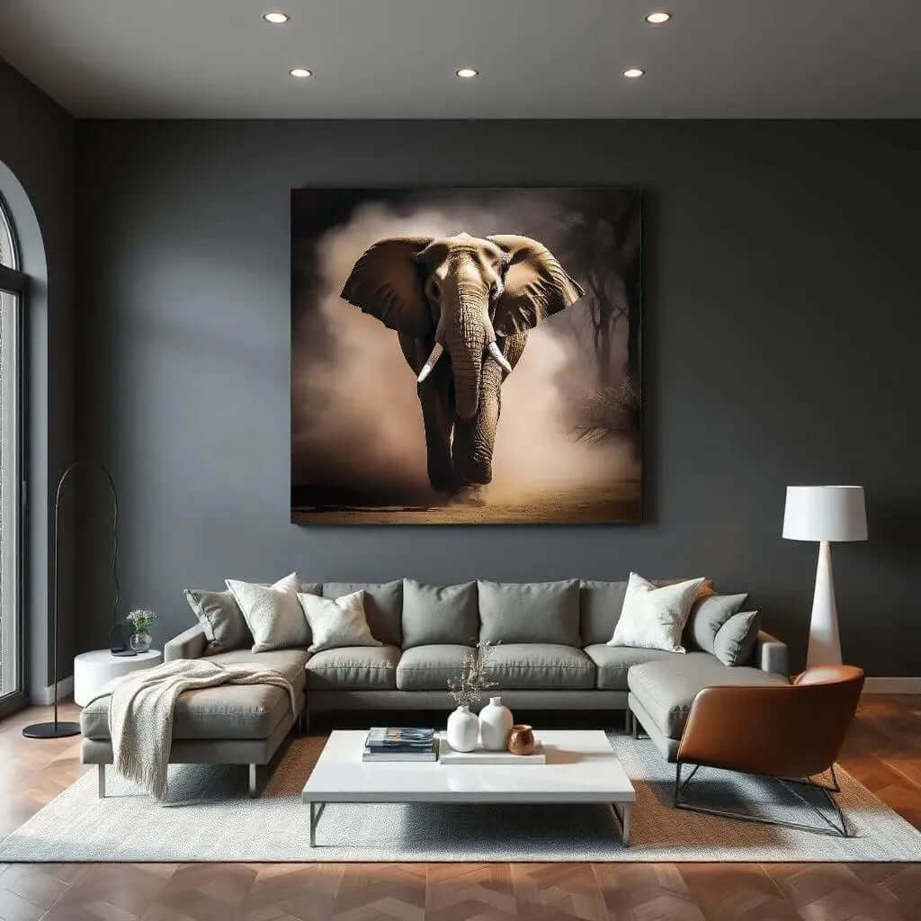 Elephant in Dust - Online Schilderij - Canvas Schilderij