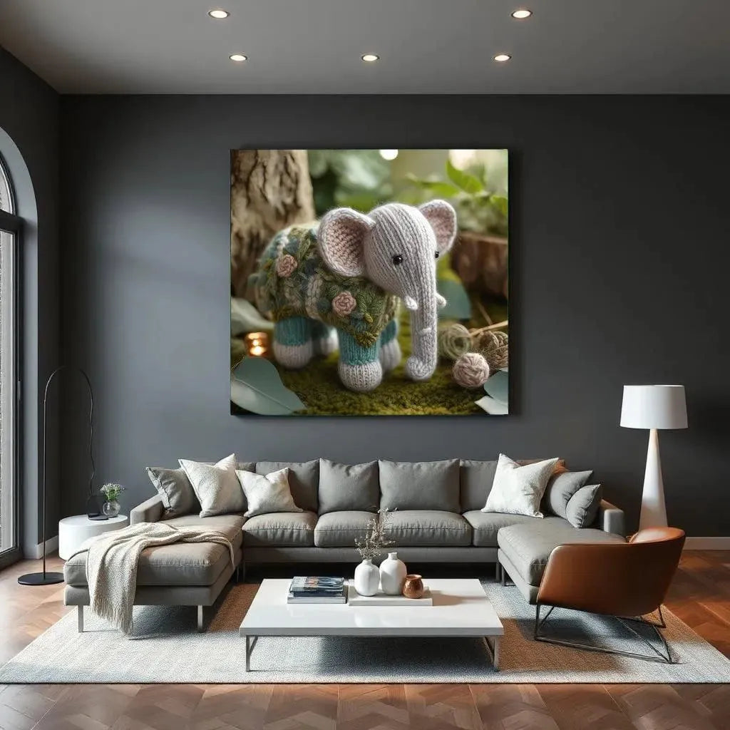Rosy the Knit Elephant - Online Schilderij - Canvas Schilderij