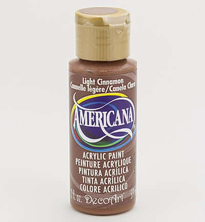 Light Cinnamon Americana acrylic paint bottle from Americana DecoArt, ideal for art and home decor projects.