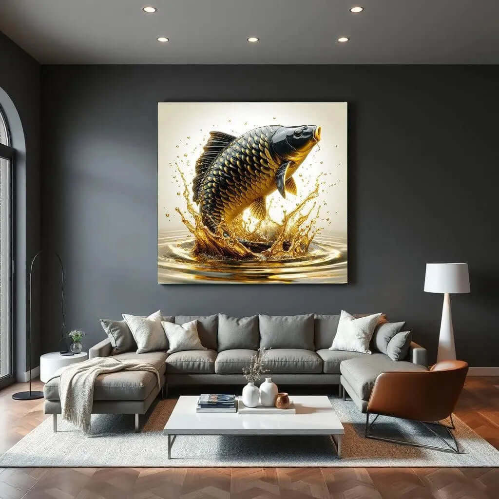 Liquid Gold Carp - Online Schilderij - Canvas Schilderij