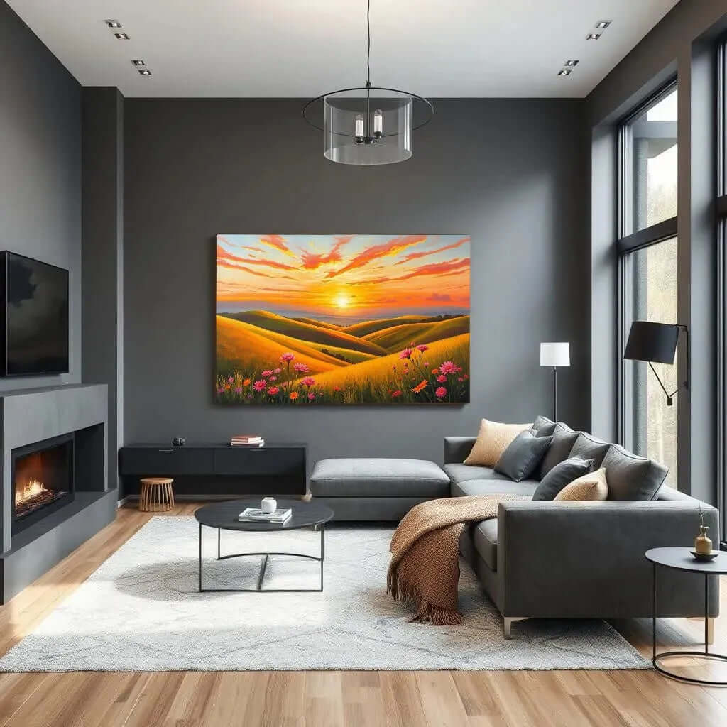 Rolling Hills at Dusk - Online Schilderij - Canvas Schilderij