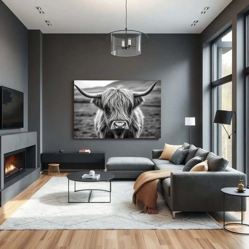 Scottish Highland Cow - Online Schilderij - Canvas Schilderij