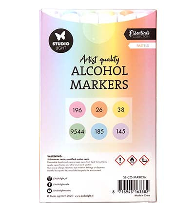 Studio Light Alcohol Markers Pastels Essentials nr. 36 set met 6 dubbelzijdige pastelmarkers