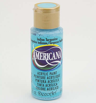 Turquoise Americana acrylic paint bottle from Americana DecoArt, ideal for art and home decor projects.