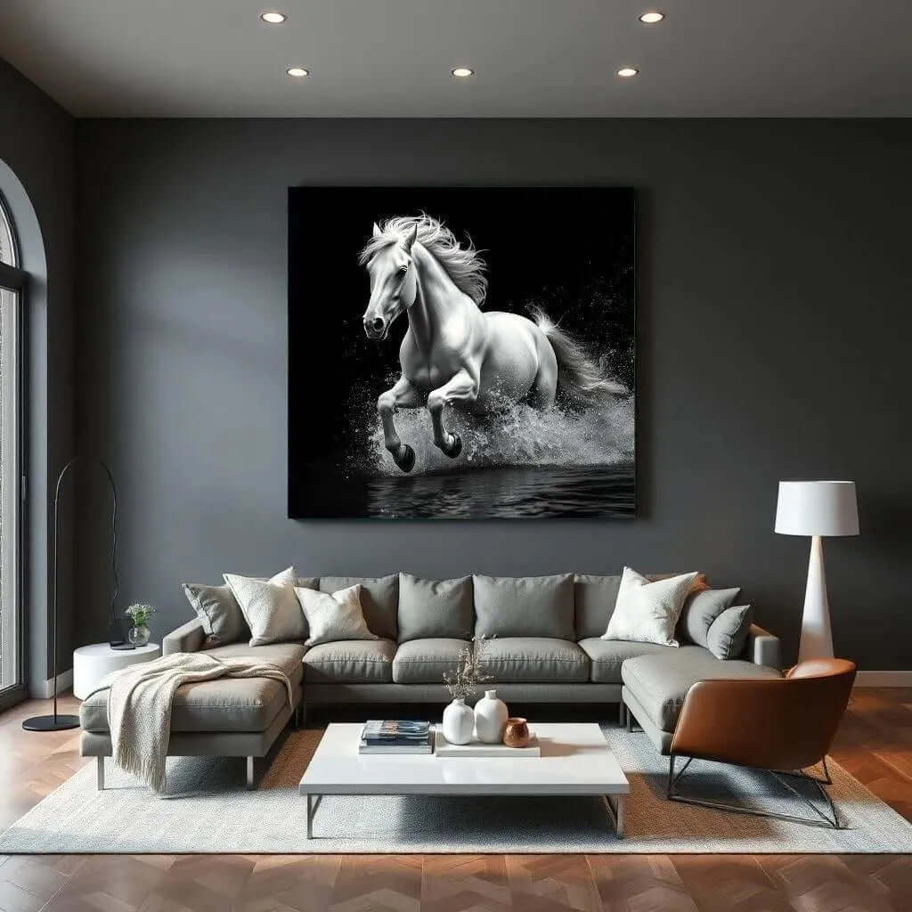White Stallion's Charge - Online Schilderij - Canvas Schilderij