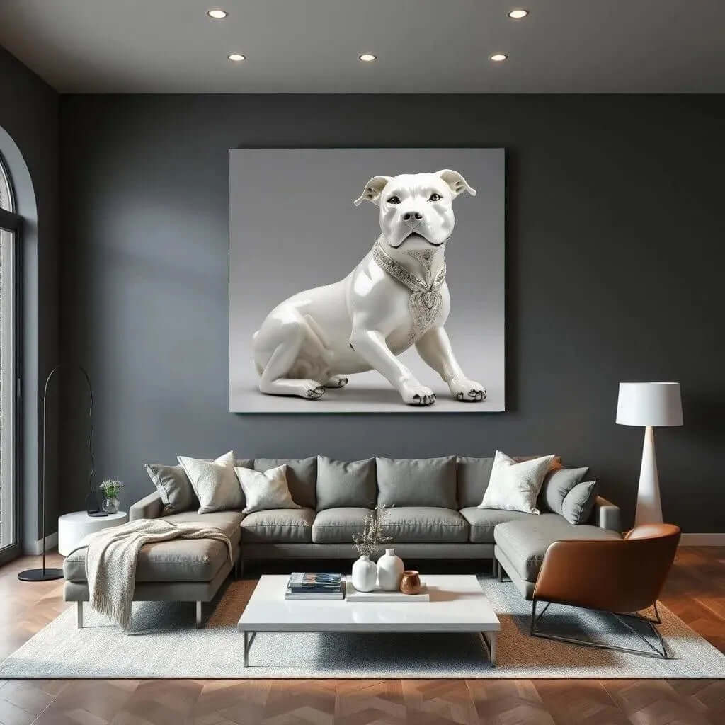 White Porcelain Dog - Online Schilderij - Canvas Schilderij