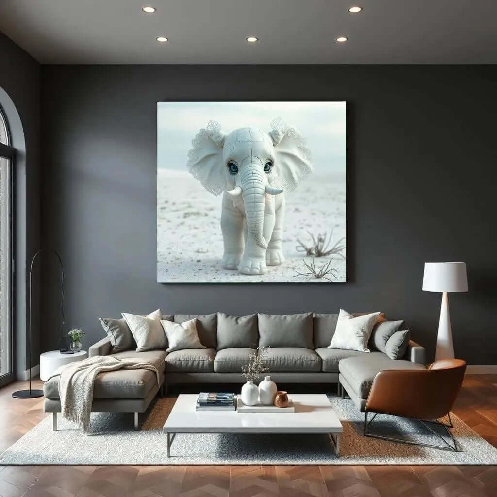 Baby Elephant Artwork - Online Schilderij - Canvas Schilderij