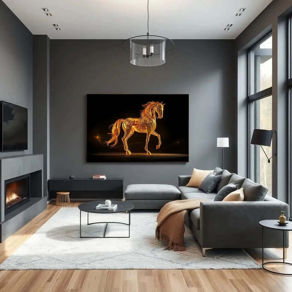 Fiery Mechanical Horse - Online Schilderij - Canvas Schilderij