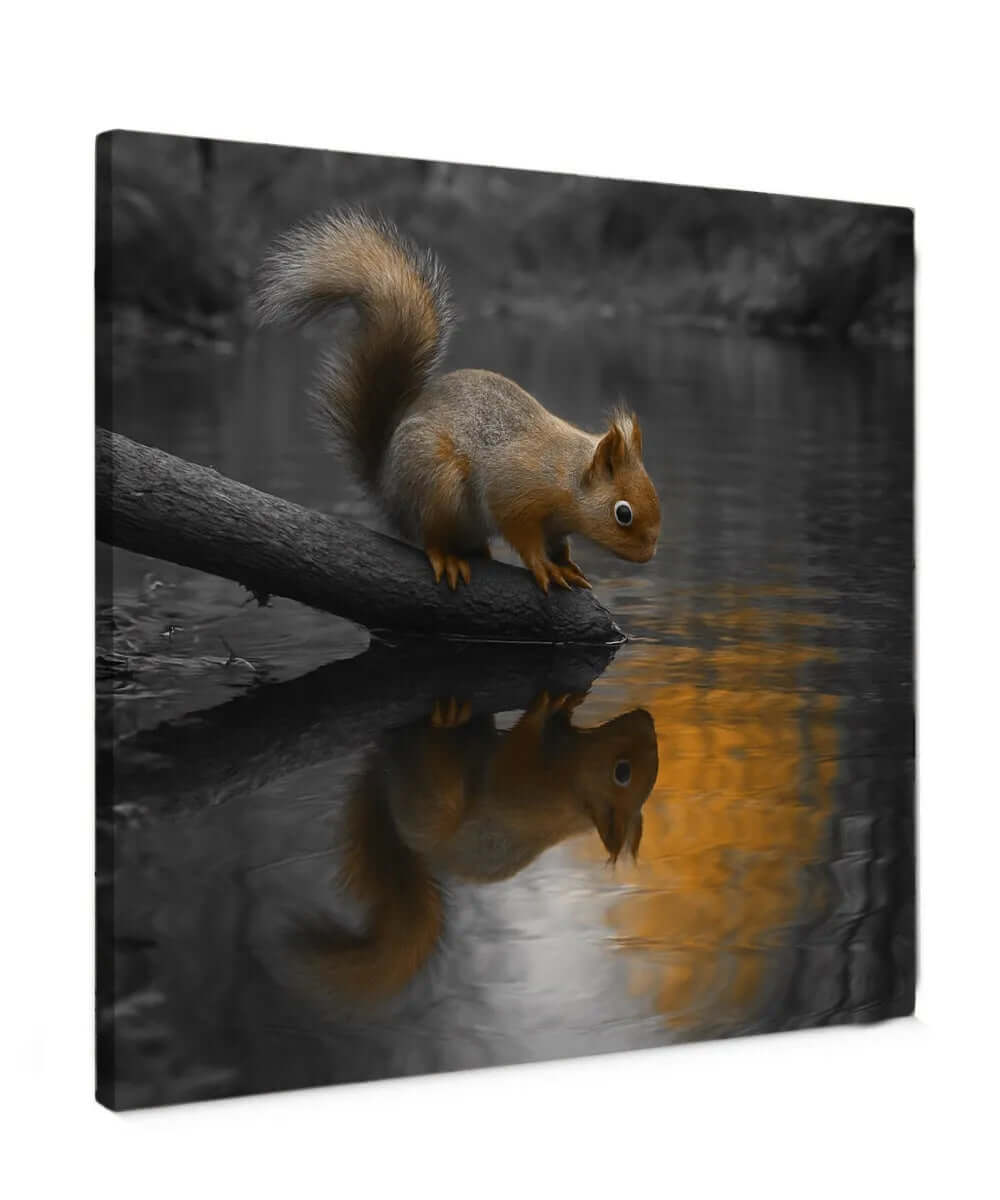 Squirrel Reflection - Online Schilderij - Canvas Schilderij