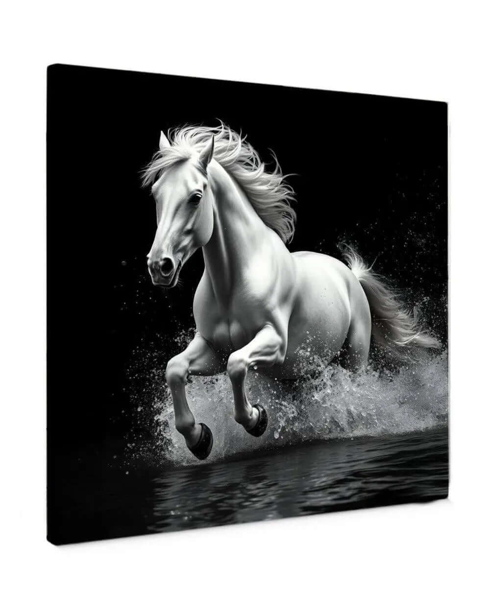 White Stallion's Charge - Online Schilderij - Canvas Schilderij