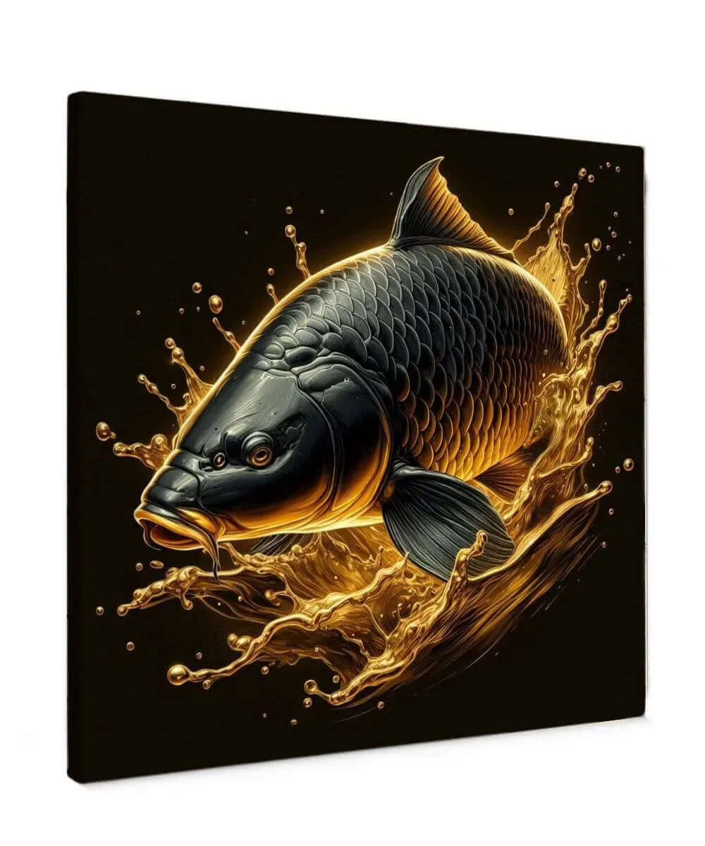 Carp in Golden Water - Online Schilderij - Canvas Schilderij