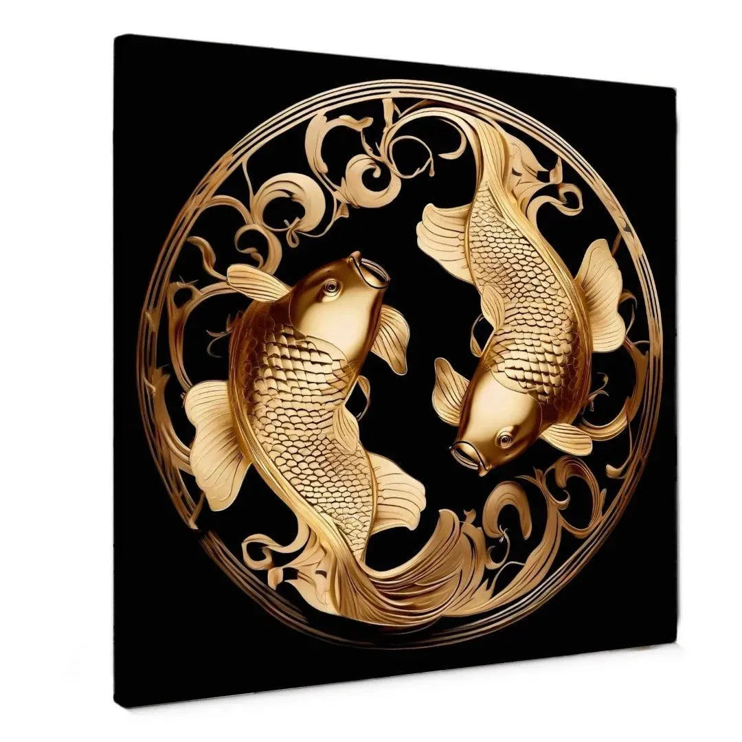 yin & yang Carp Gold - Online Schilderij - Canvas Schilderij