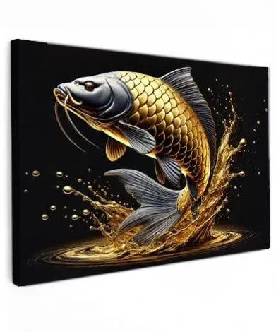 Golden Koi Splash - Online Schilderij - Canvas Schilderij