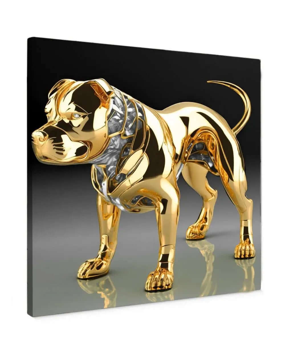 Golden Metal Dog - Online Schilderij - Canvas Schilderij