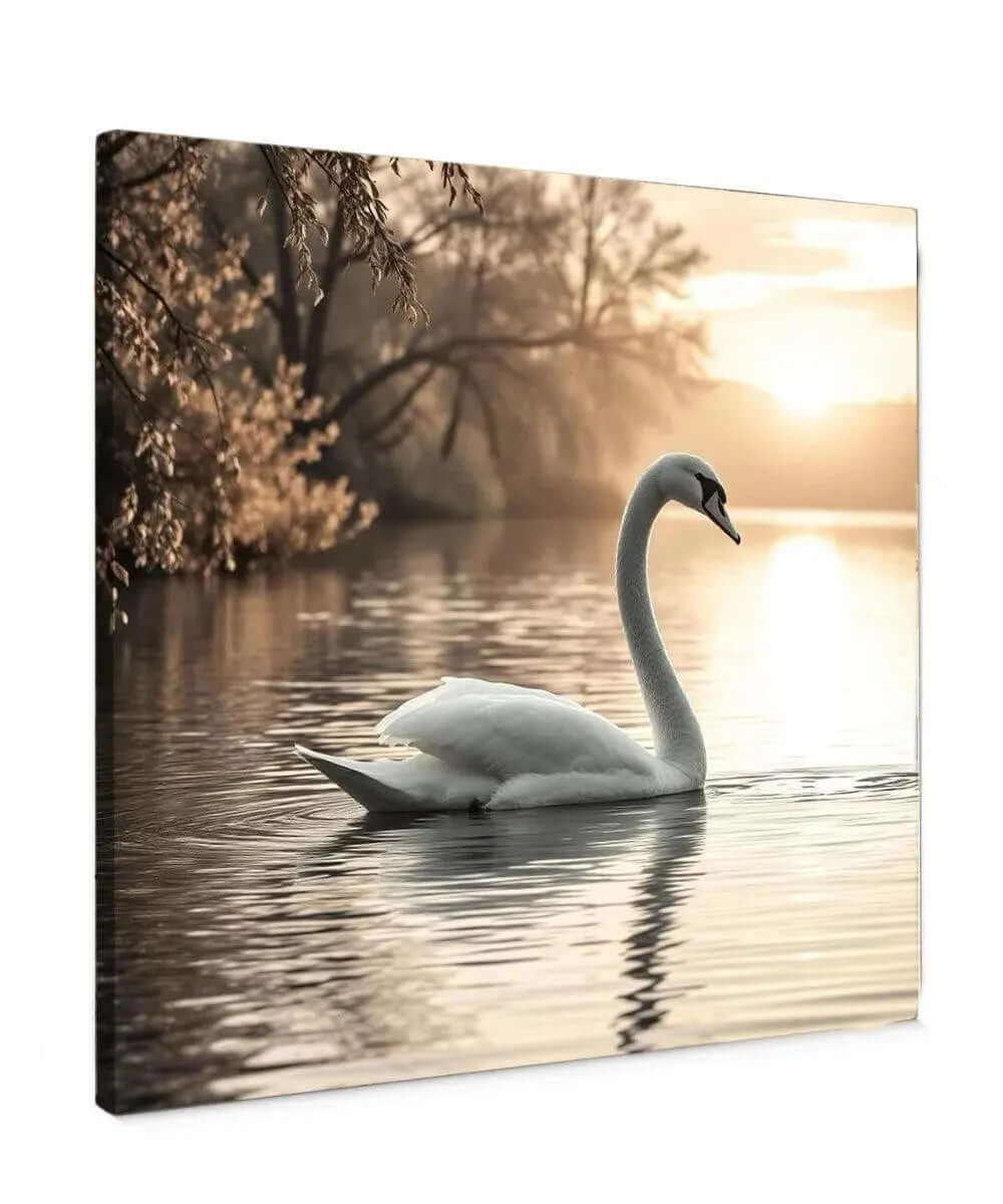 Serene Swan at Sunset - Online Schilderij - Canvas Schilderij