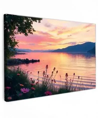 Wildflowers and Sunset - Online Schilderij - Canvas Schilderij