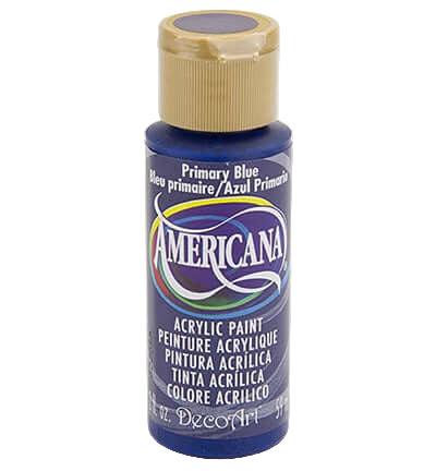 Primary Blue Americana acrylic paint bottle from Americana DecoArt, ideal for art and home decor projects.