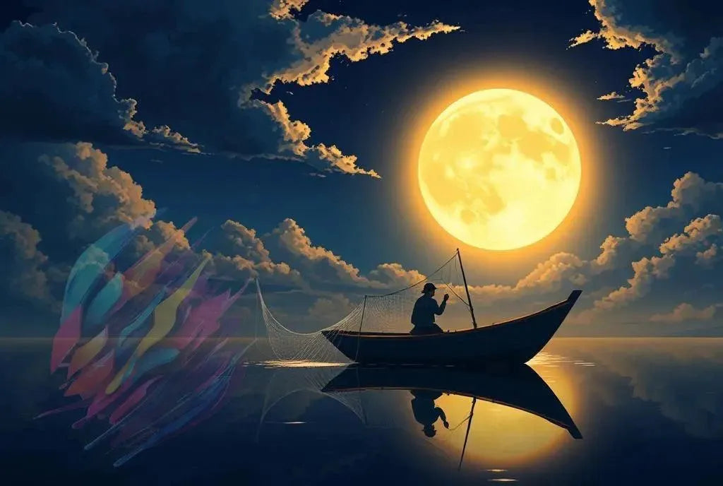 Full Moon Fishing - Online Schilderij - Canvas Schilderij