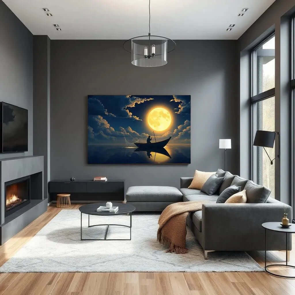 Full Moon Fishing - Online Schilderij - Canvas Schilderij